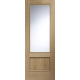 Andria Internal Oak Door with Clear Bevelled Glass and Raised Mouldings